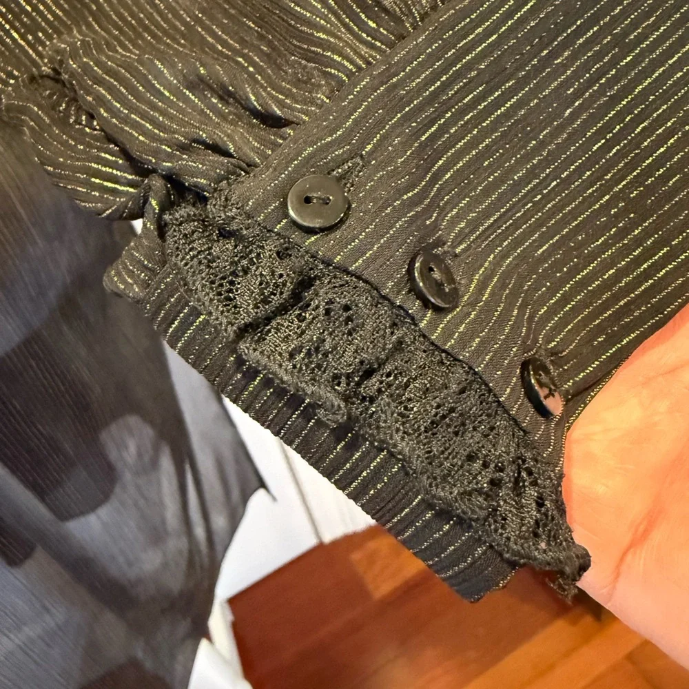 Zara Black/ Gold Sheer Duster Cardigan - Picture 9 of 14